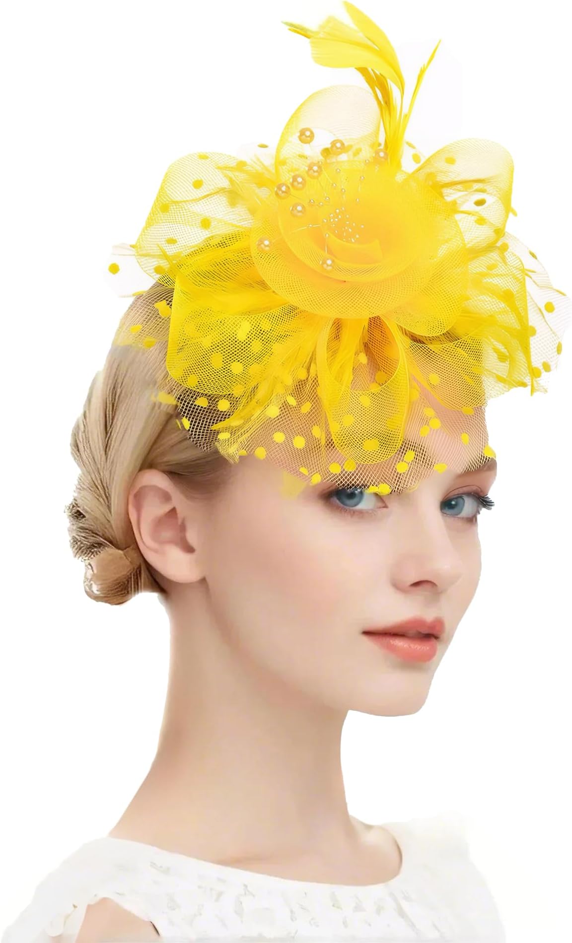 Fascinators Headband with Feather, Women's Tea Party Hat for Derby Events, Cocktail, Wedding, Fancy Dress Party