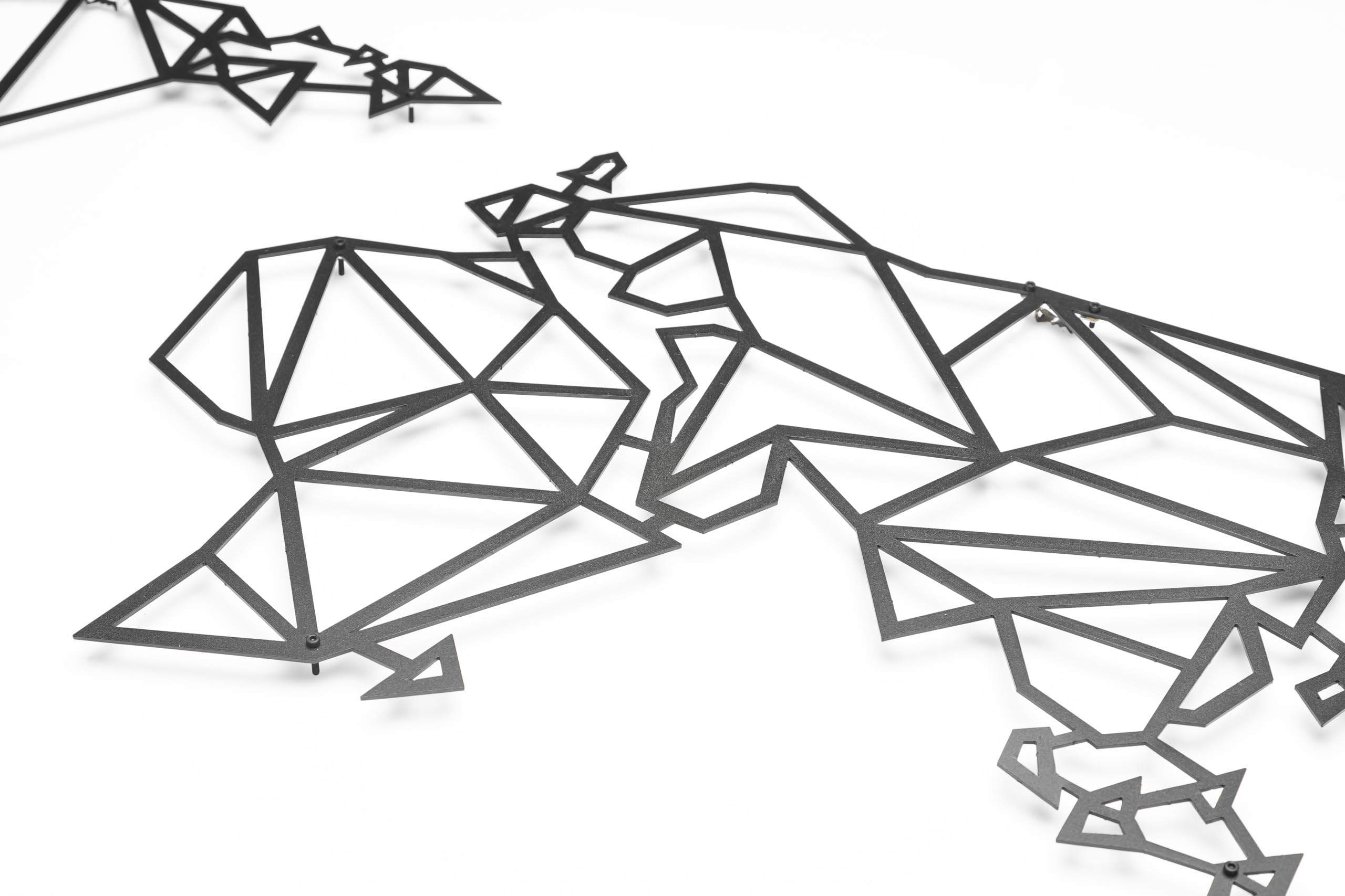 GEO MAP Décoration murale en métal | Carte géométrique | Décoration d'intérieur pour salon, couloir et salle d'étude | Décoration de style industriel pour café ou restaurant