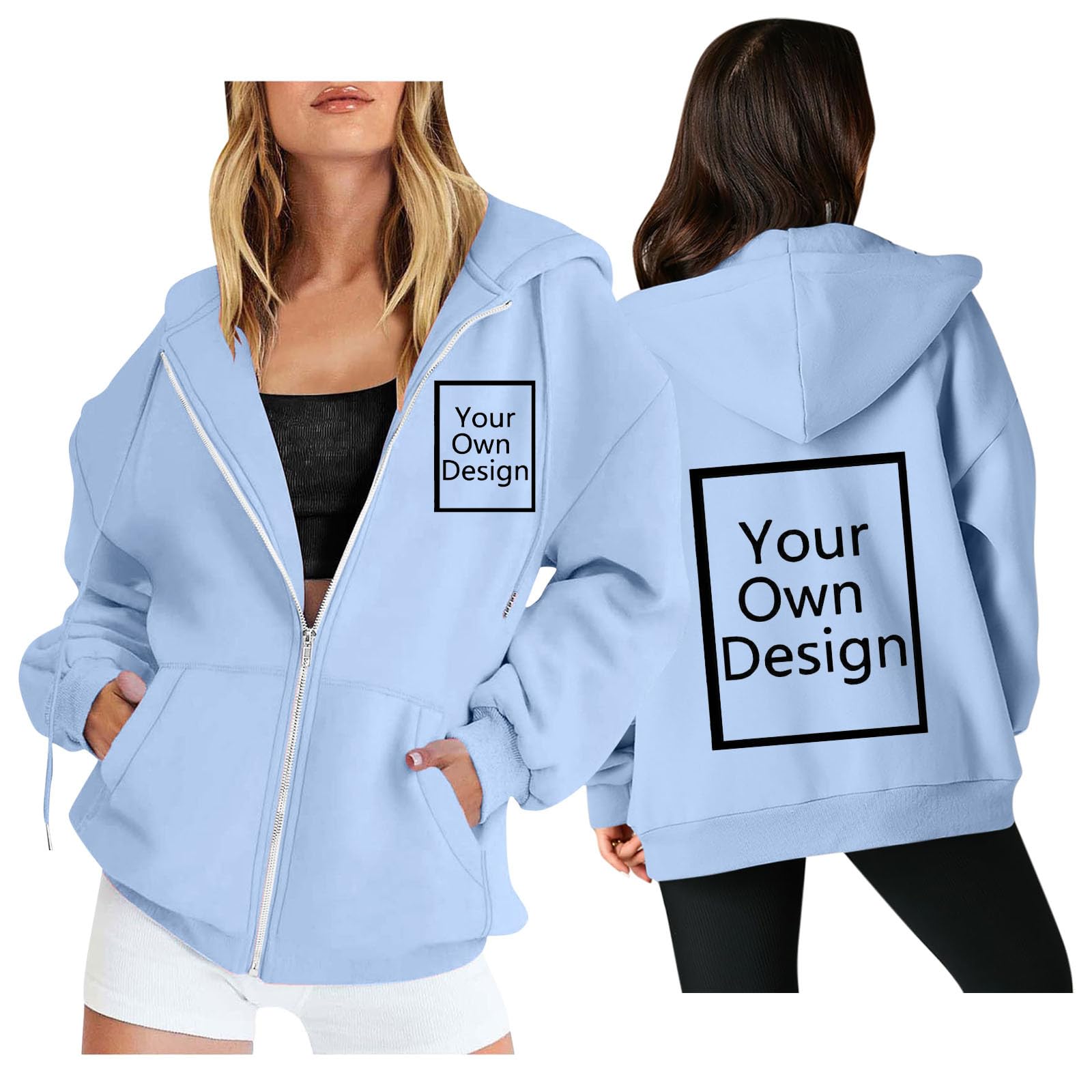 Custom Jackets Design Your Own Full Zipper Hooded Sweatshirt Custom Sweatshirt T Shirts Add Your Own Text or Picture
