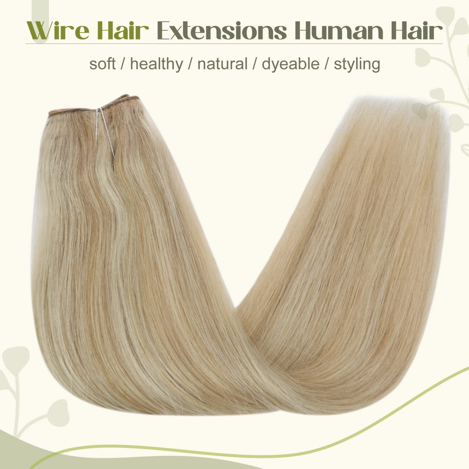 Fshine Filo Invisibile Extension Capelli Veri 45CM 80g Extension Color 16 Golden Bionda Highlight Con 22 Biondo Chiaro Capelli Secret Filo Extension Lisci Capelli Human Hair