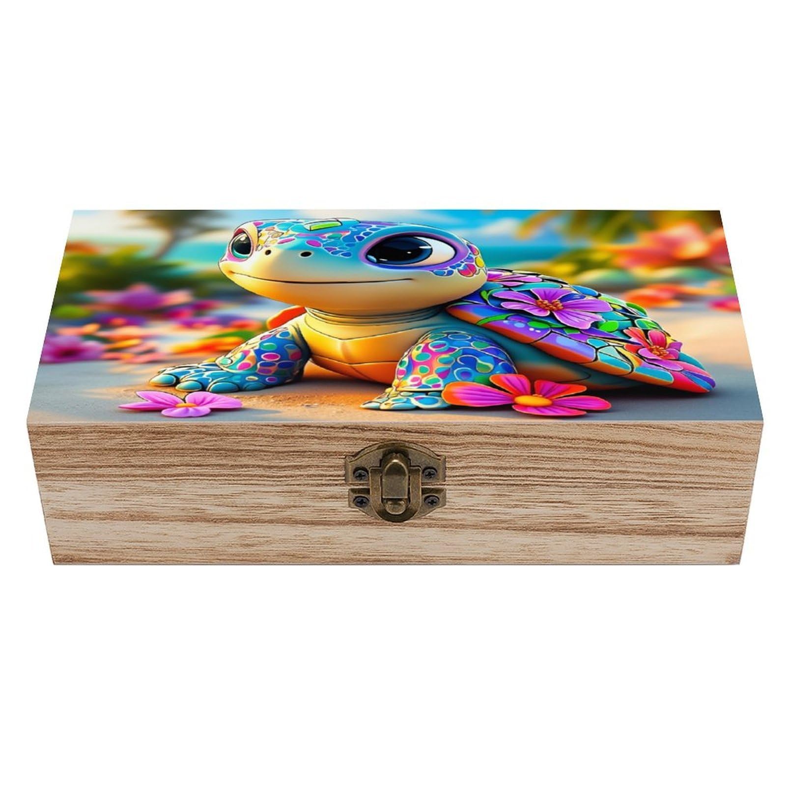 asbwuo Cute Turtle Vintage Wooden Keepsake Box