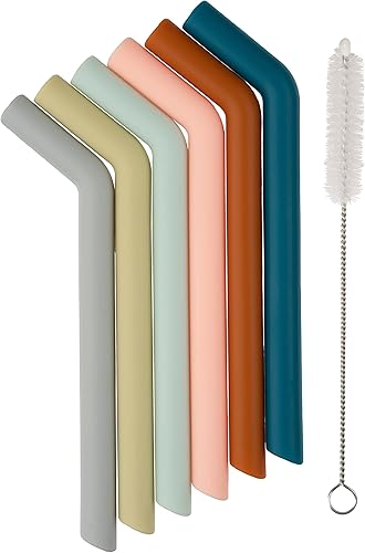 Miniatura 10 de Simka Rose Pajitas de silicona de alta calidad, popotes flexibles reutilizables para adultos y niños, sin BPA, juego de popotes para bebés y niños