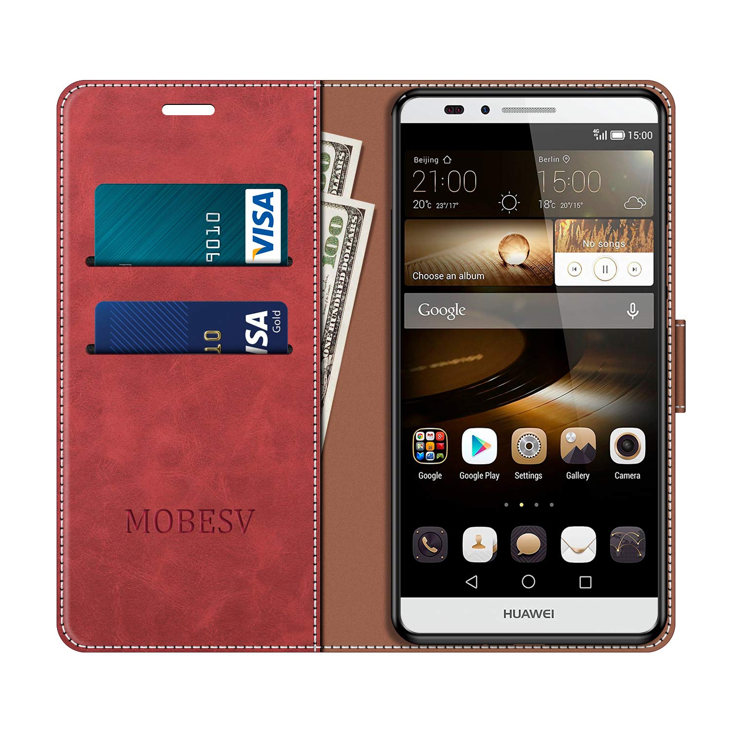 MOBESV Custodia per Honor 70 5G, Cover a Libro Magnetica Custodia in Pelle per Honor 70 5G, Elegante Rosso