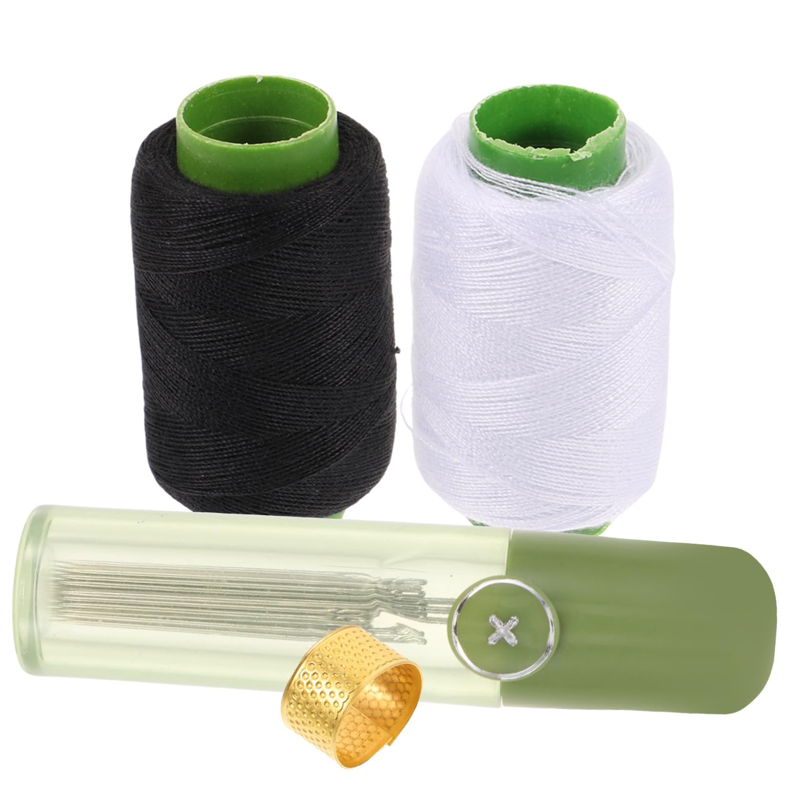 OSALADI 1Set Hand Sewing Needle Transparent Needle Tube with Safety Sewing Needles Thimbles and Thread Loops for Daily Use and Crafting