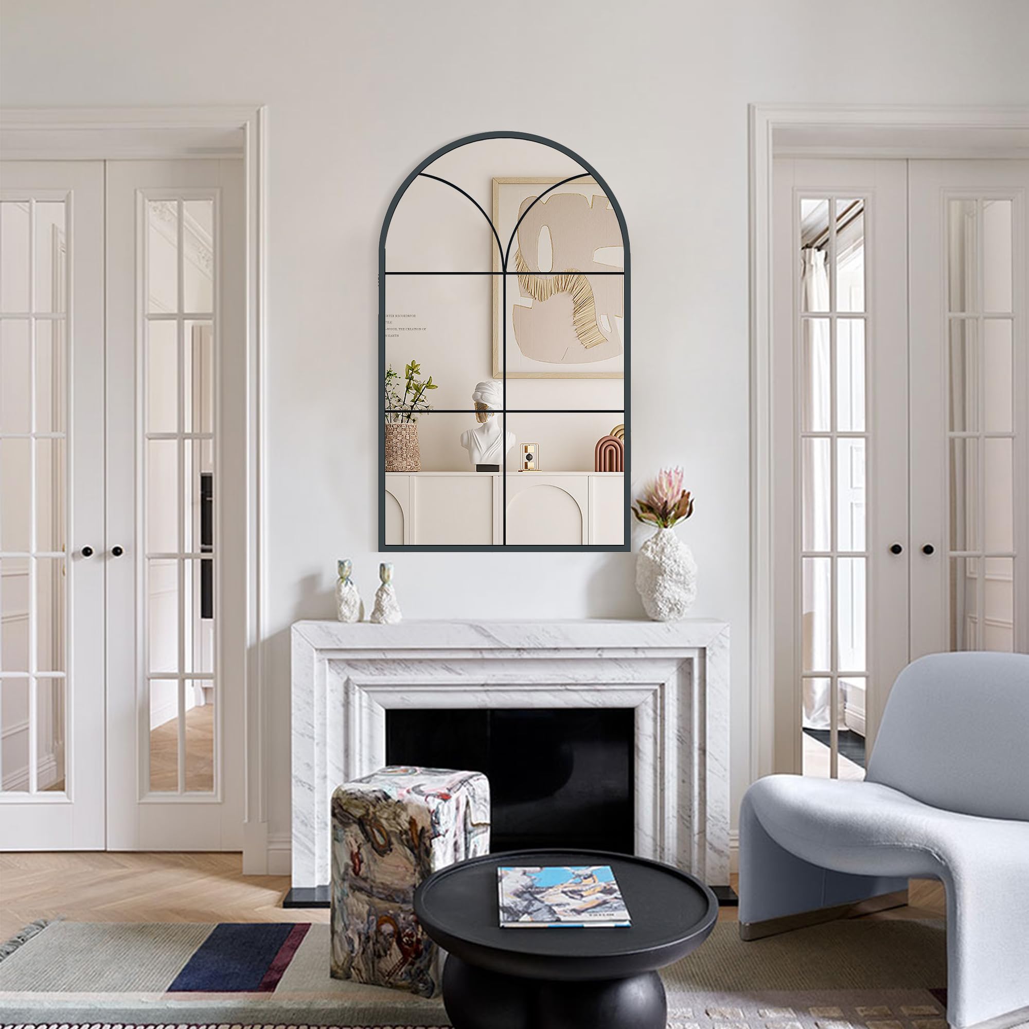 Arched Black Wall Mirror Window Decorative Mirrors, 39.8 x 24 Inch Arched Mirrors for Wall Decor ...
