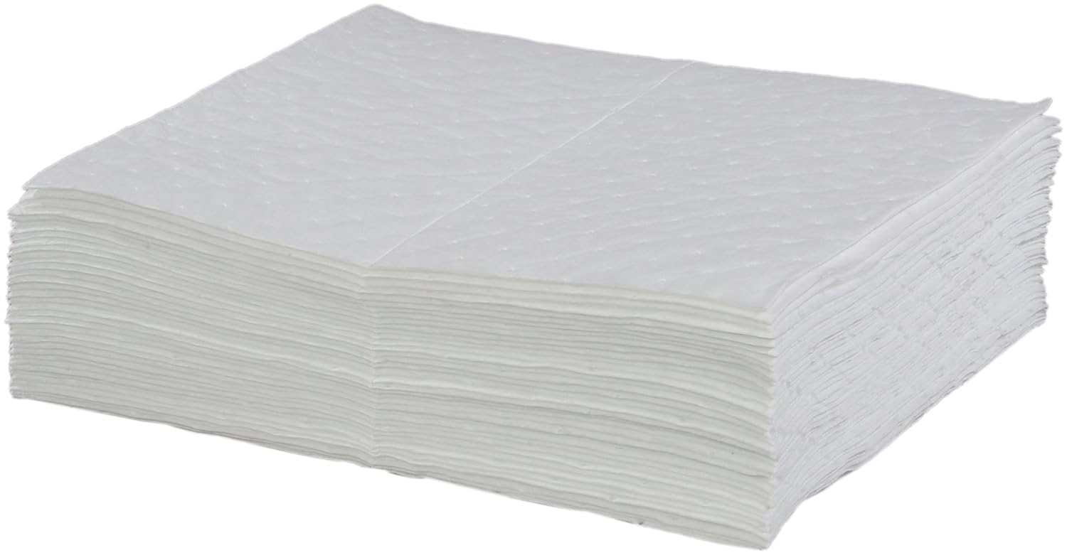 ESP XMBWPF Polypropylene Extra Heavy Weight MeltBlown Fine Fiber Oil Only Absorbent Pad, 18" Length x 15" Width, White (100 Per Bale)