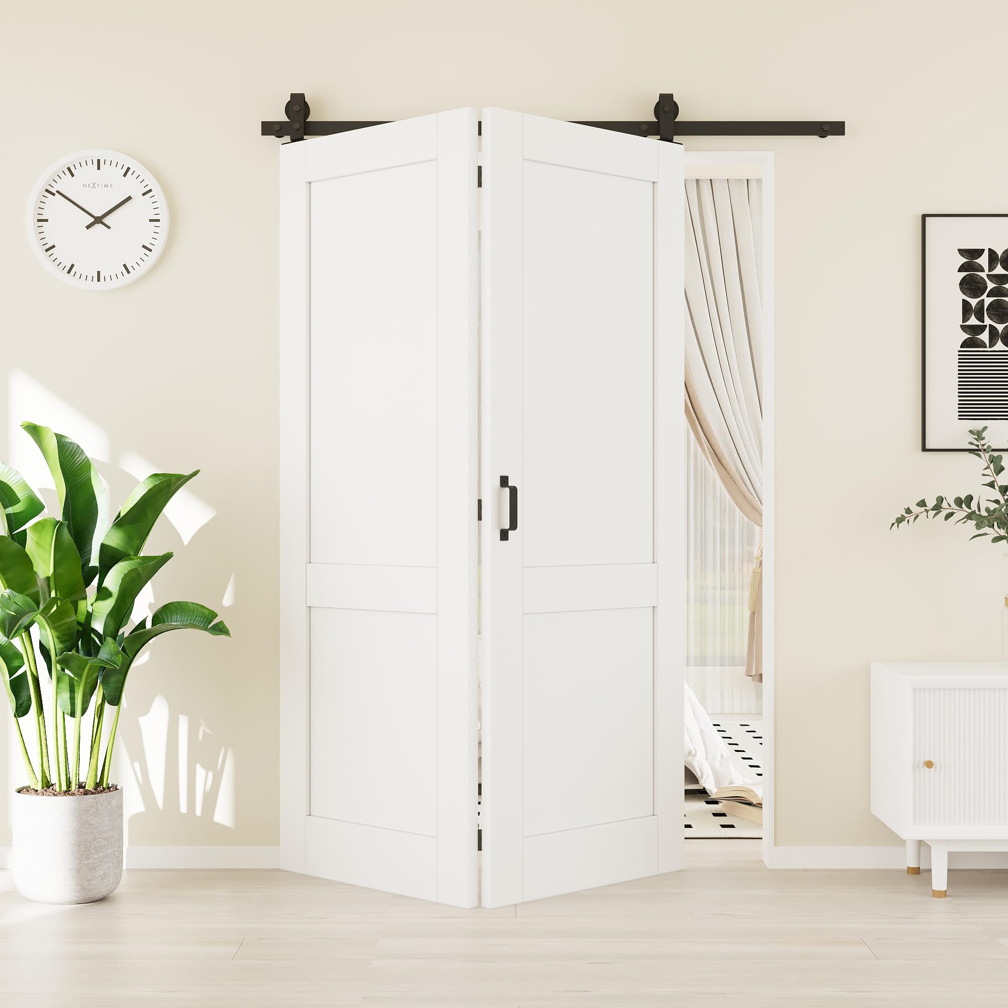56"(28" x 2) x 80" Pre-Assembled Solid Core Bifold Barn Door