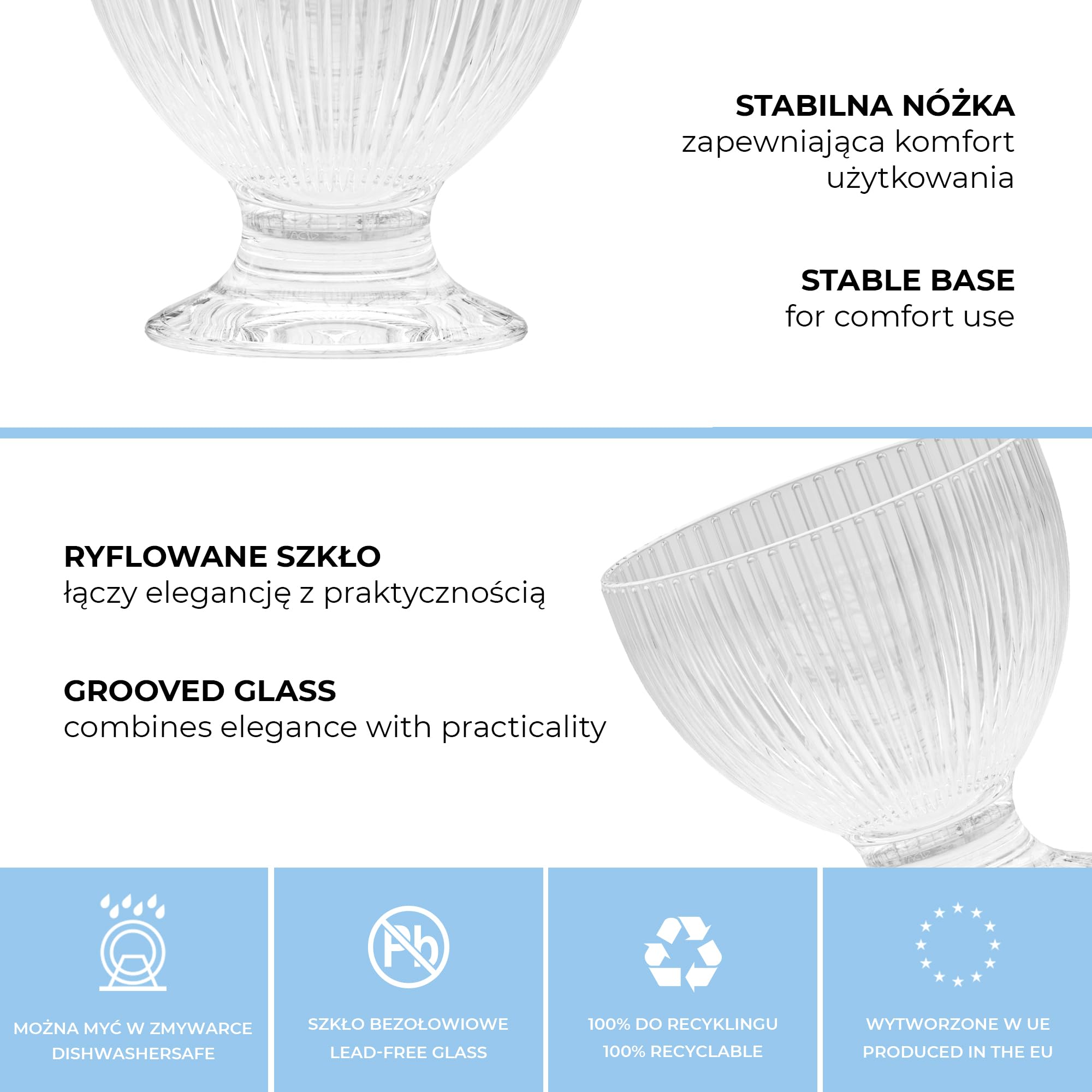 Ensemble De 6 Coupes Et Leur Saladier En Verre Soufflé à Bulles - Label Emmaüs