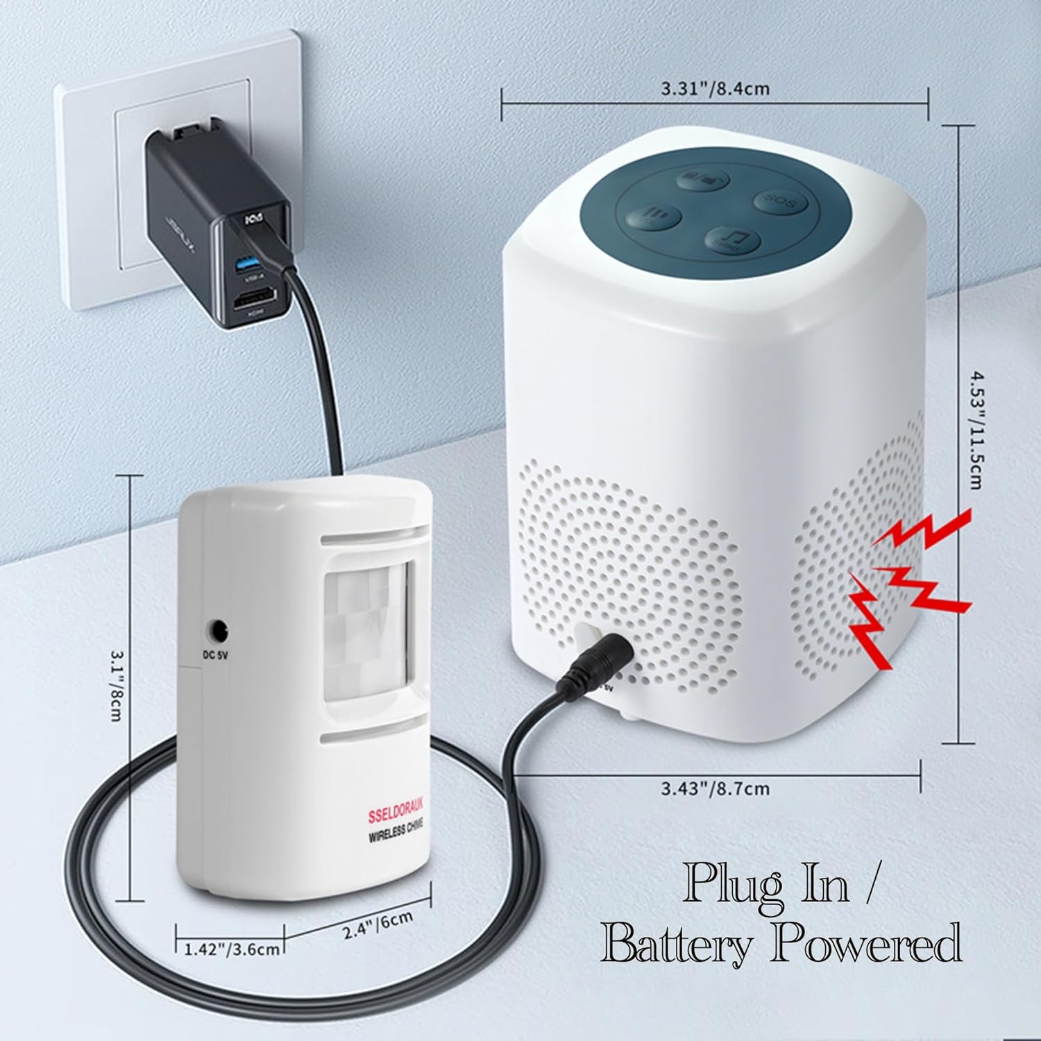 Loud Barking Dog Alarm, Motion Activated Dog Barking Alarm, IP43 Waterproof Barking Dog Motion Sensor for Warehouse Yard Office Mall Garage Home Security, Detects 23FT