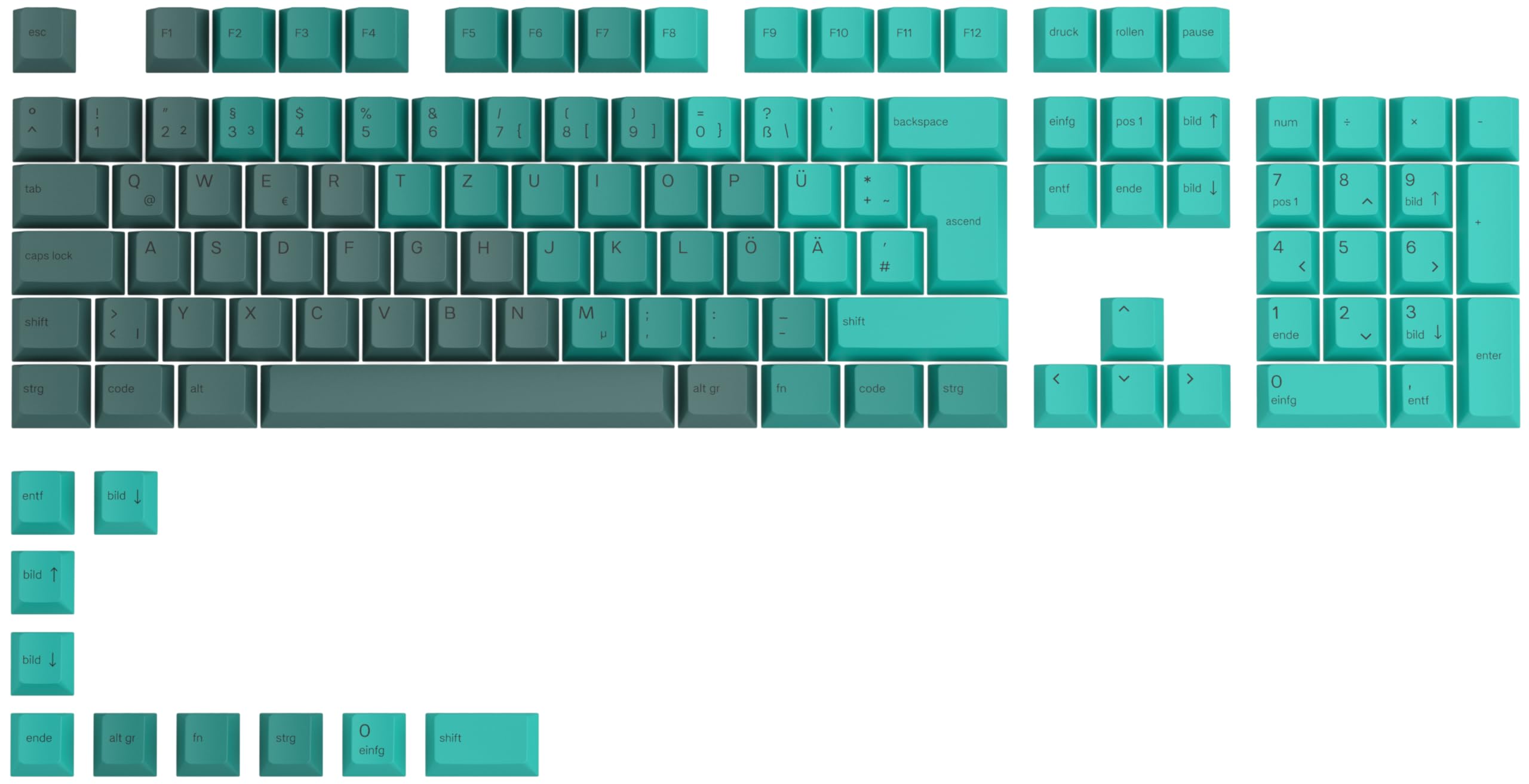 GLORIOUS Gaming 115x GPBT Keycaps - Cherry Profile, Super Durable PBT Plastic, Eye Catching Aesthetics, Superior Sound, Original Typeface, Rain Forest - German QWERTZ Layout