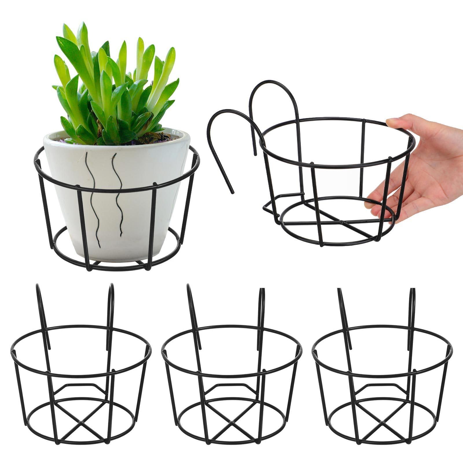 Supports suspendus pour pots de fleurs extérieurs | Étagère de balcon en fer Holibanna