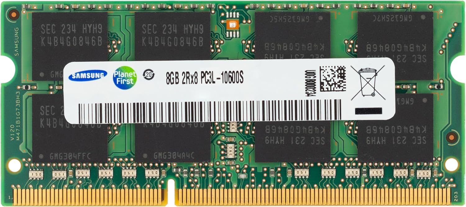 Samsung 8GB DDR3/DDR3L 1333MHz PC3L-10600 (PC3-10600) CL9 SODIMM 2Rx8 Dual Rank 1.35V 204-Pin Laptop, Notebook RAM Memory