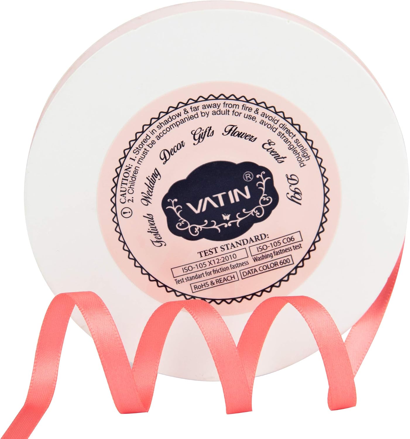 VATIN 6mm Double Faced Light Coral Polyester Satin Ribbon