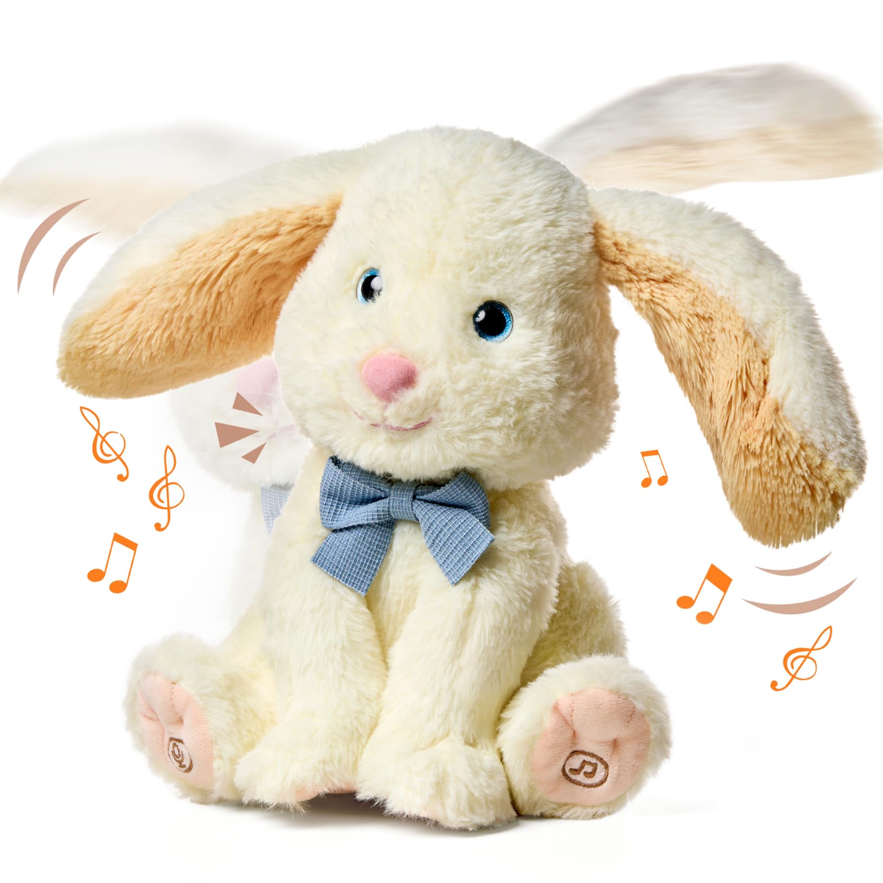 TUMAMA Bunny Stuffed Animal - Musical Stuffed Animal with Moving Ears, Features Singing, Recording, Repeating for Toddlers, Interactive Stuffed Bunny Plush Gift Toys for Boys and Girls