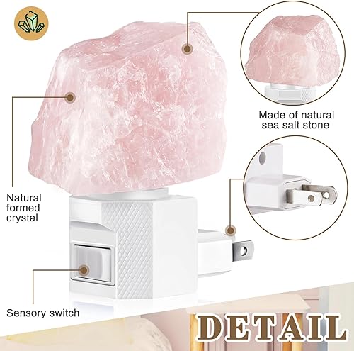 Miniatura 3 de Hortsun Paquete de 3 lámparas de sal del Himalaya, luz nocturna, lámpara de luz nocturna de cristal, purificador de pared giratorio hecho de piedra