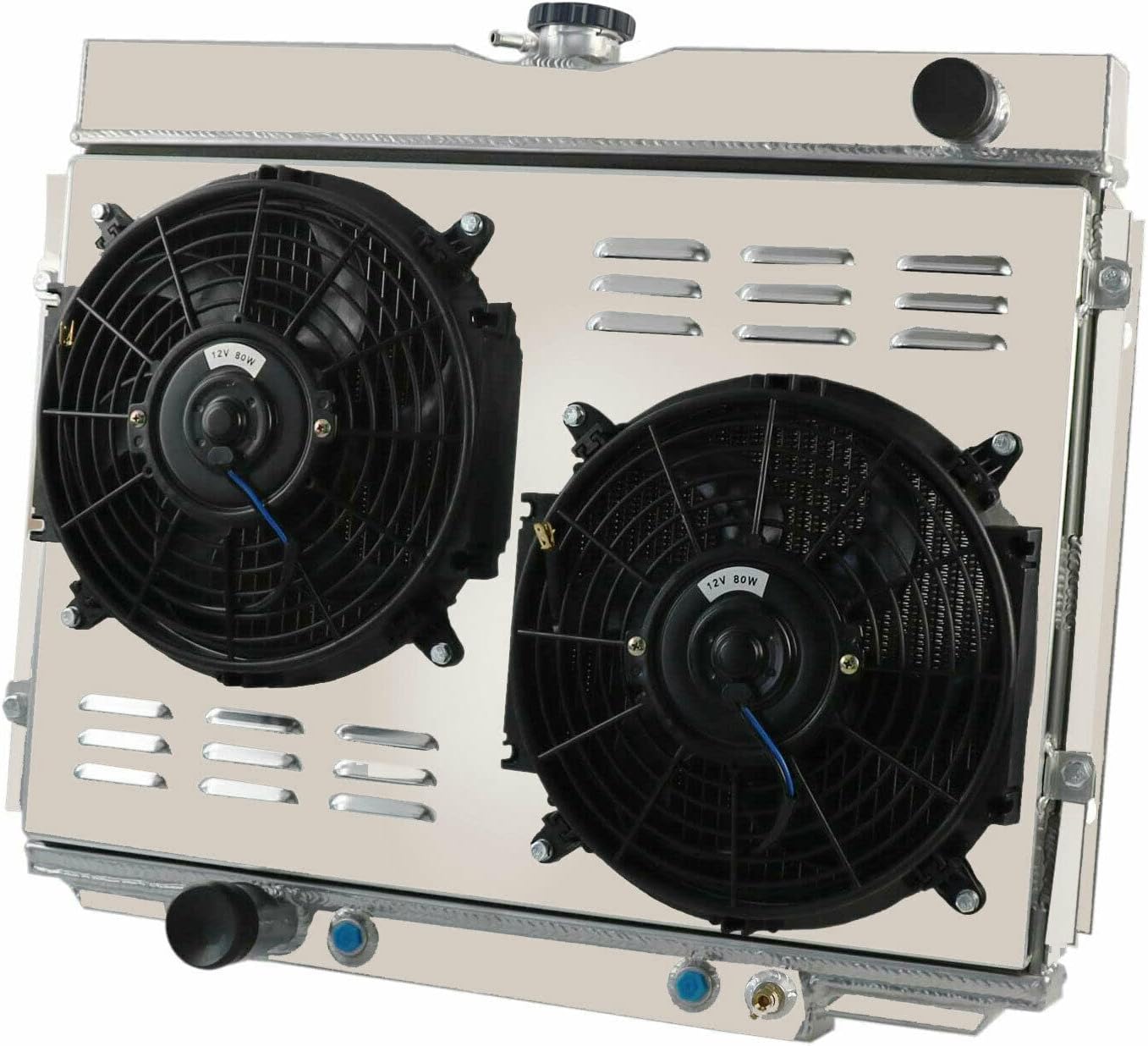 ALLOYWORKS 3 Rows Aluminum Radiator +Shroud Fan Fits For 1967-1970 Ford Mustang Fairlane Falcon V8