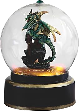 ICE ARMOR 7.5" H Green Dragon in Air Powered Snow Globe Statue Sculpture Ornament Decoration Home/Room Decor Ideas for Housewarming, Holidays and Birthdays Great Collectible Addition