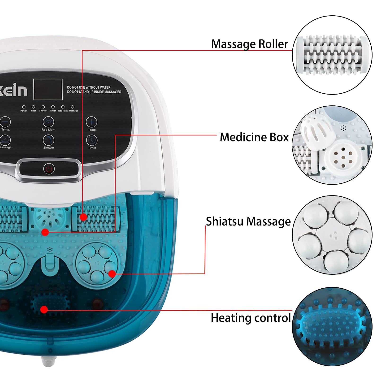 Foot Spa with Heat and Massage with Motorized Rollers, Foot Bath Spa