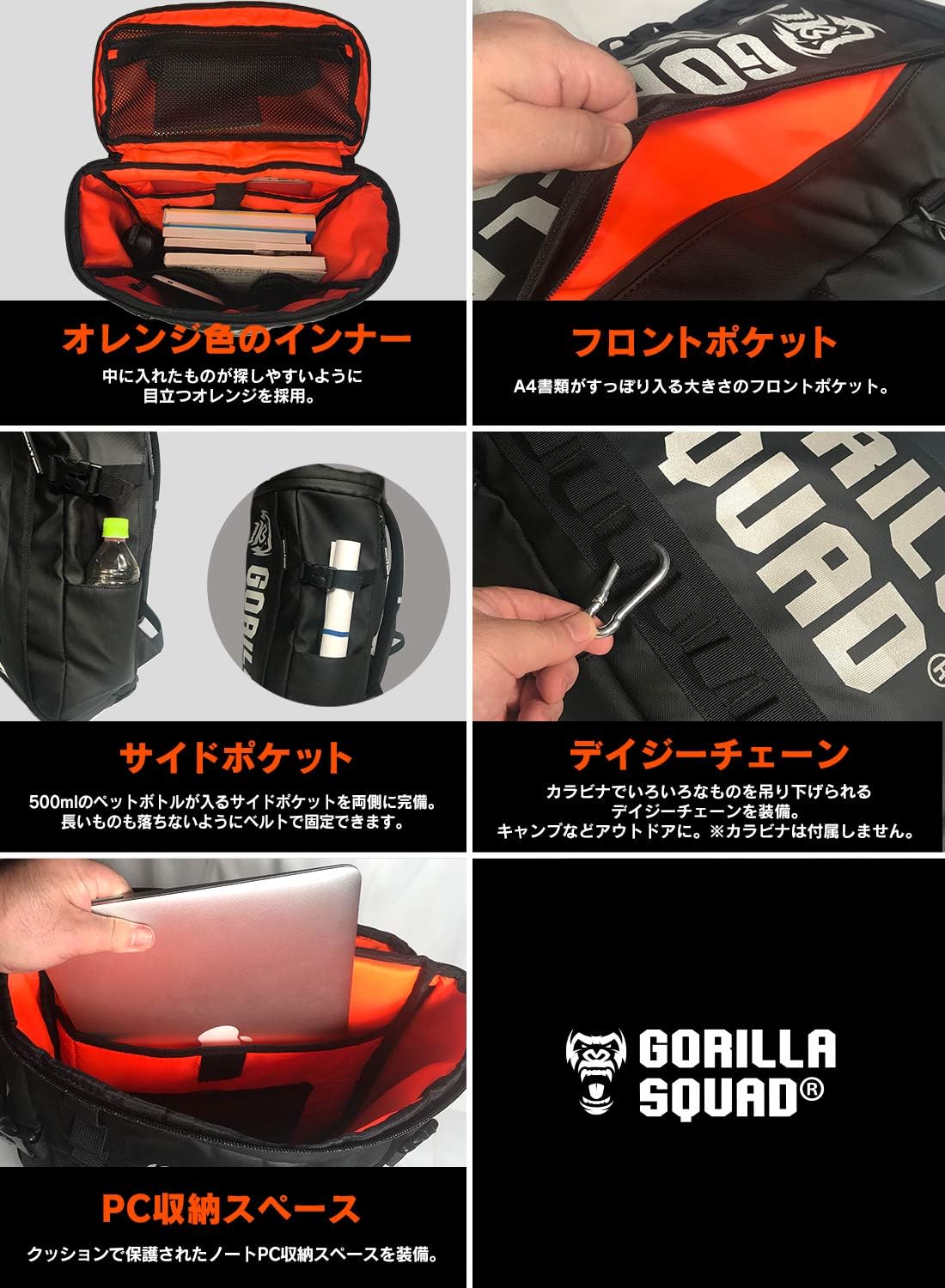 [GORILLA SQUAD] ゴリラスクワッド レクタンギュラーバックパック 防水 大容量 最大25L