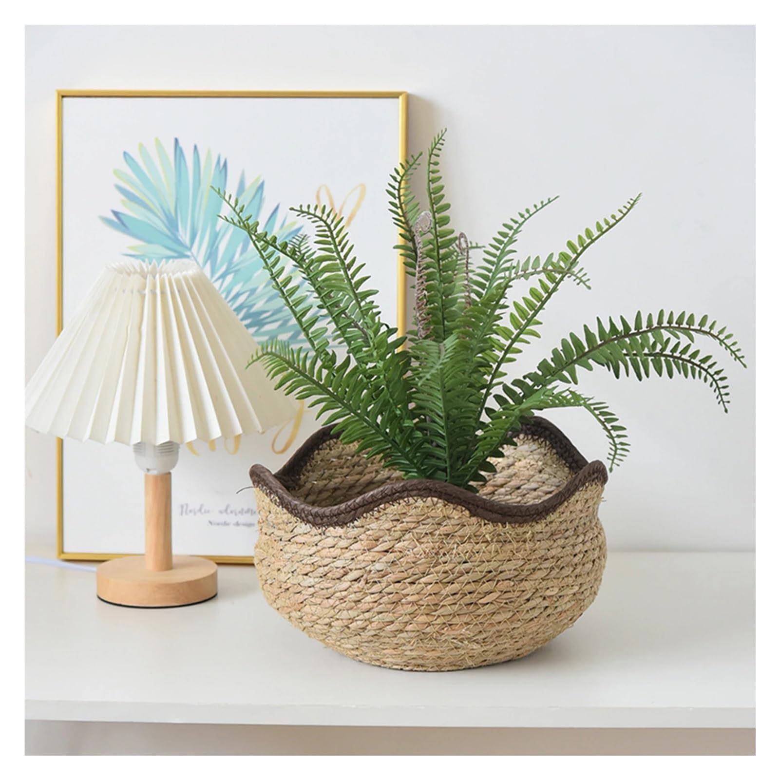 Wiklinowy kosz piknikowy, Woven Succulent Planter Storage Basket For Indoor Outdoor Plants Multiple Sizes(31cm x 16cm)