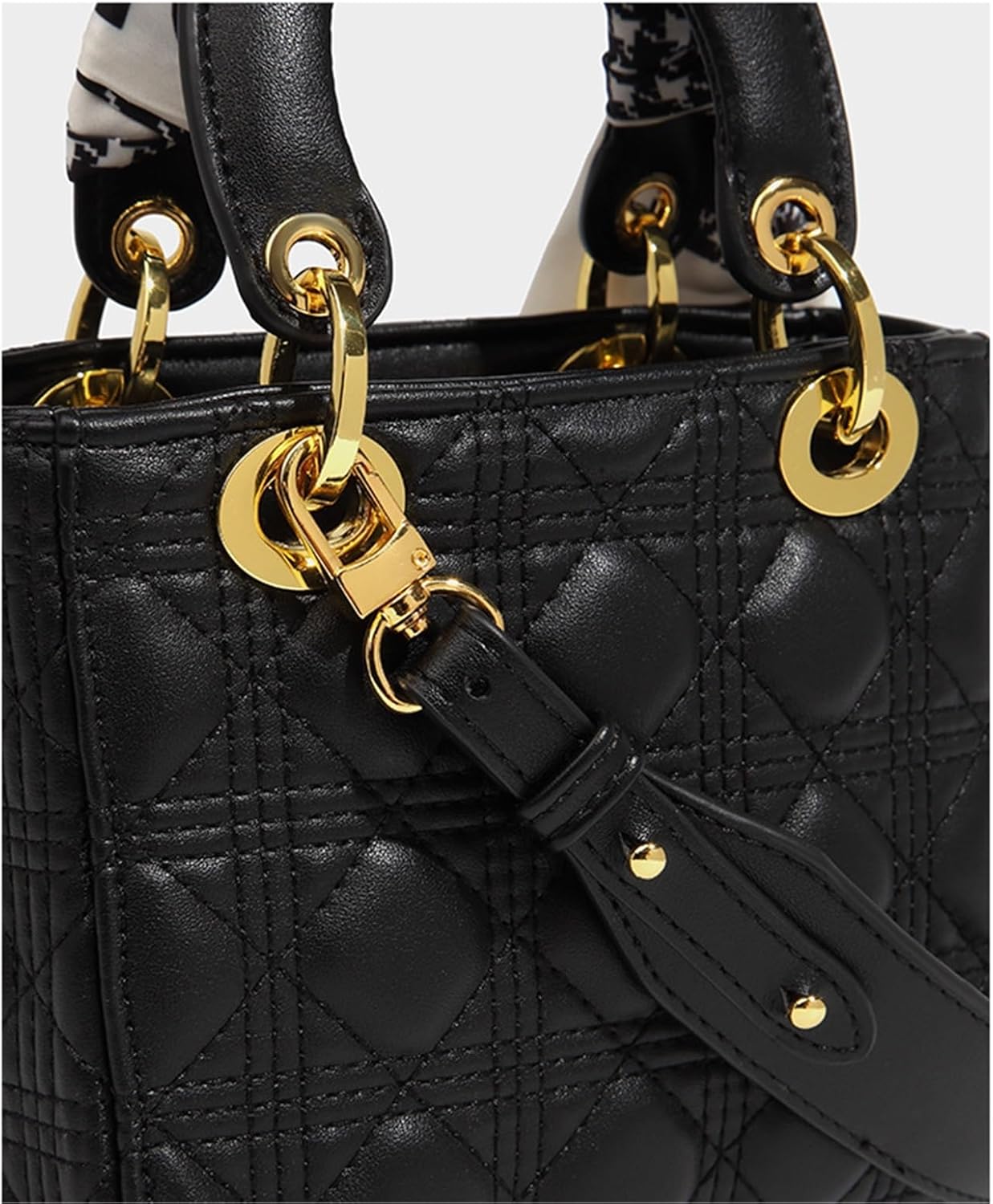 ハンドヘルド 菱形 ハンドバッグ ショルダー クロスボディ バッグ, ブラック, One Size