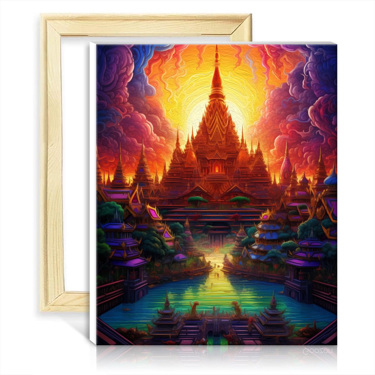 TANGFEIY Oil Painting by Numbers Kits Grand Palace Thailand DIY Oil Painting Kits on Canvas with Brushes and Acrylic Pigment Artwork Adult Paint with Frame(40x50cm) — image 1