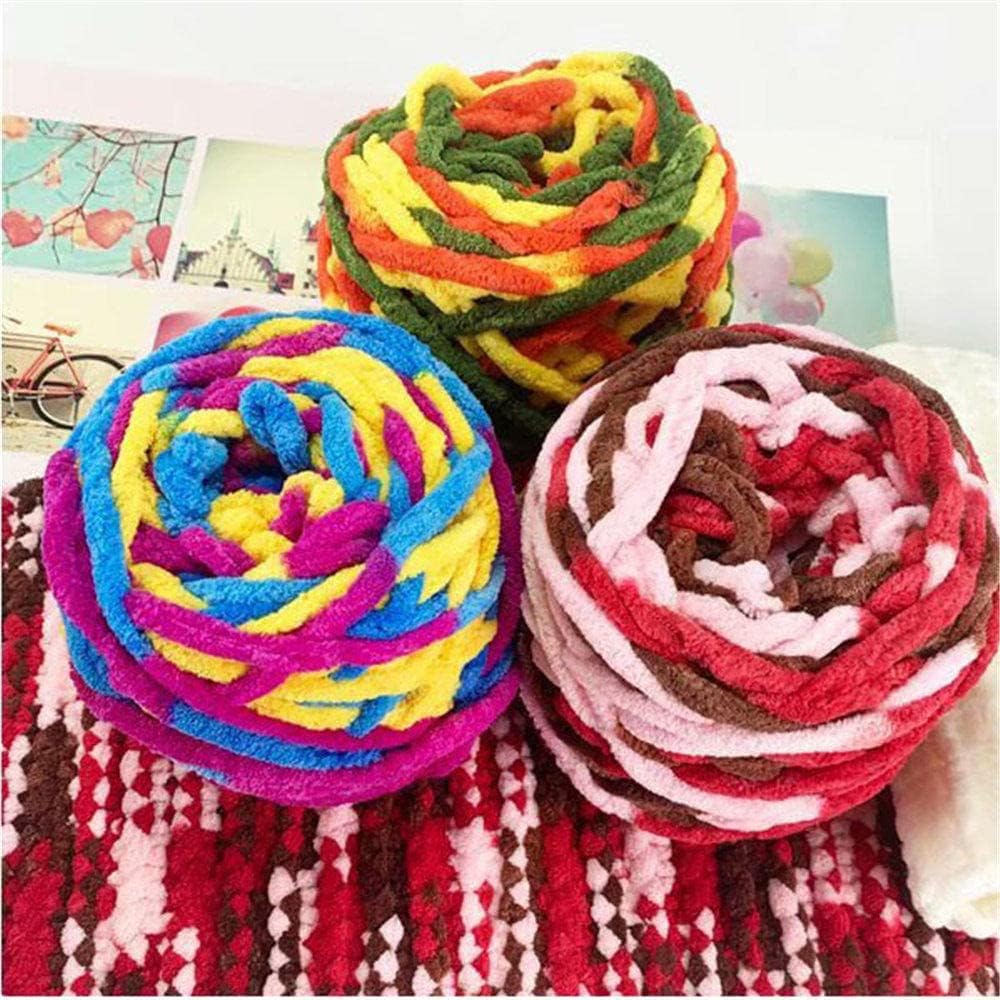Yarn,Knitting Yarn， Coral Fleece Yarn Knitting Crochet Yarn Soft Plush Thread Hand-Knitted DIY Rope for Blanket Cushion Toy Making(#a)