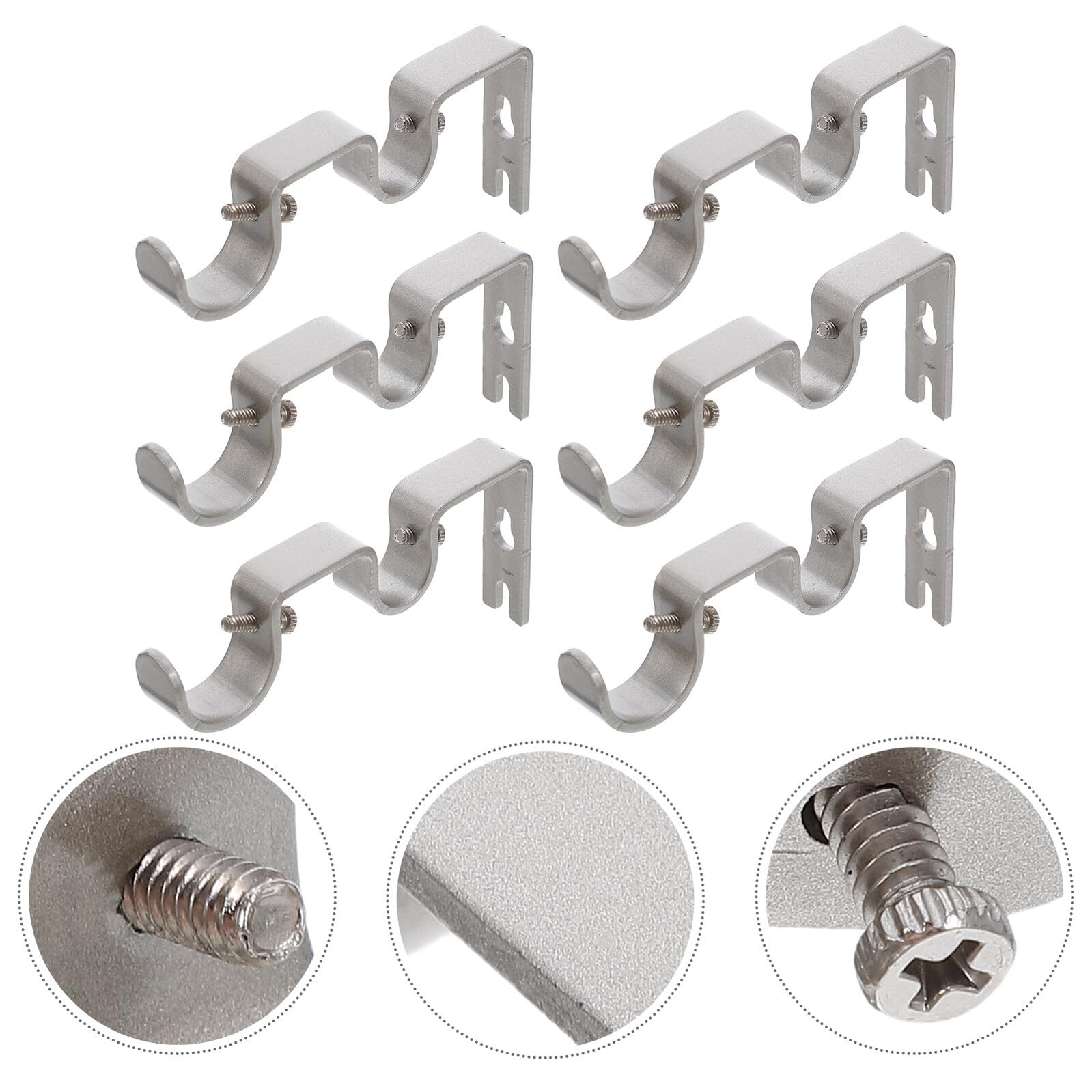 6pièces Support Double pour Tringle à Rideaux Support Central avec Crochets de Suspension Fixations Murales Standard Design Discret