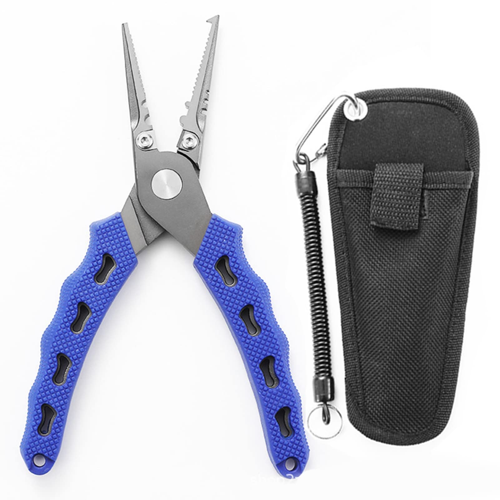 Ejoyous Pinza da Pesca, Strumento Multifunzione in Acciaio Inossidabile con Impugnatura Ergonomica per Pescatori All'aperto (Blue)