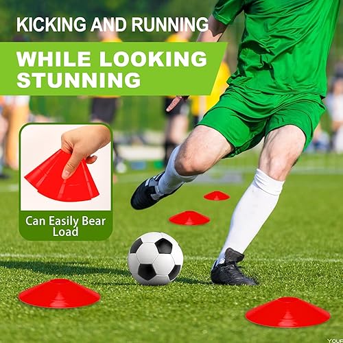 Miniatura 5 de Juego de 25 conos de fútbol de agilidad con bolsa de transporte y para conos de fútbol para entrenamiento, fútbol, baloncesto, entrenamiento, conos