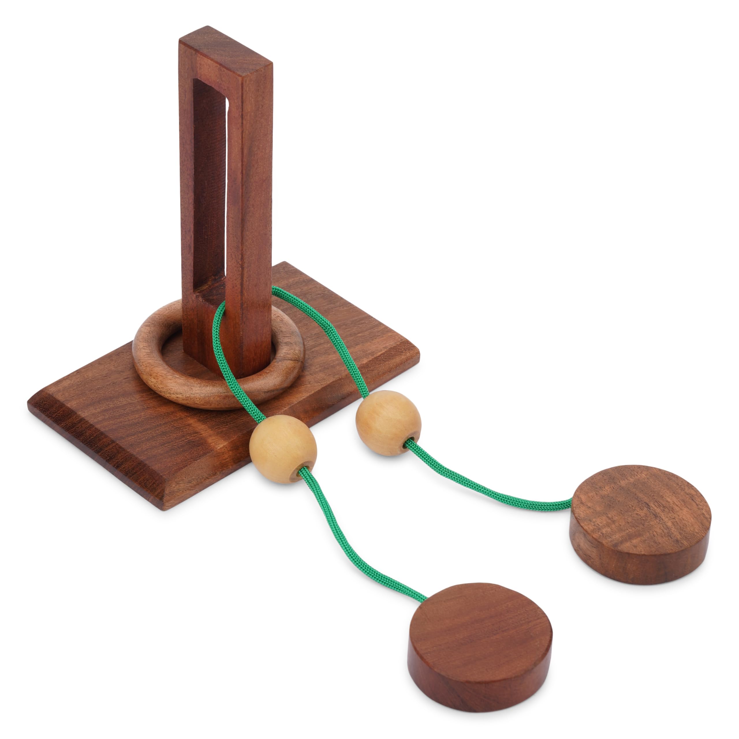 Ajuny Holz-Puzzle Mit Seilschlaufe - Denkspiel Für Erwachsene & Kinder, 12.5 X 7.7 X 14.5 Cm