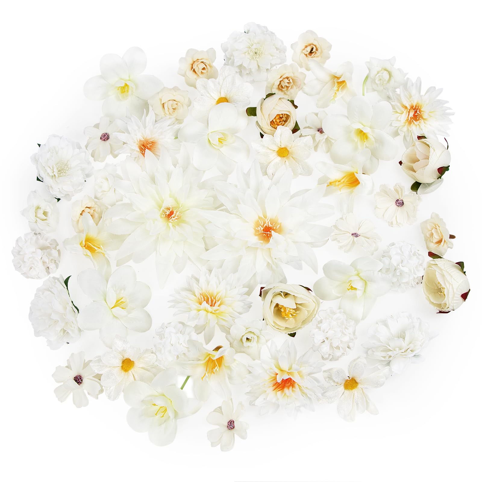 Têtes de fleurs artificielles en soie blanche de qualité supérieure par LACGO