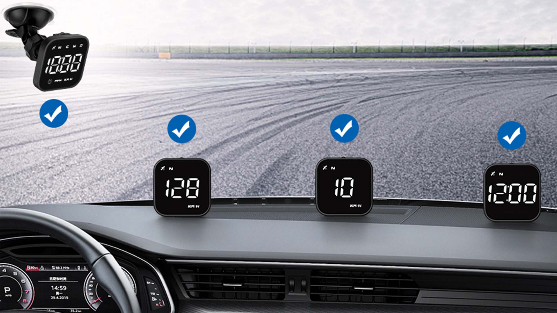 Smart Speedometer Electronic Speedometer AMROOLOO Auto Car HUD Head Up Display, Digital ...