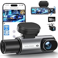 WOLFANG Dash Cam Auto 4K, Telecamera WiFi Tripla Anteriore e Posteriore