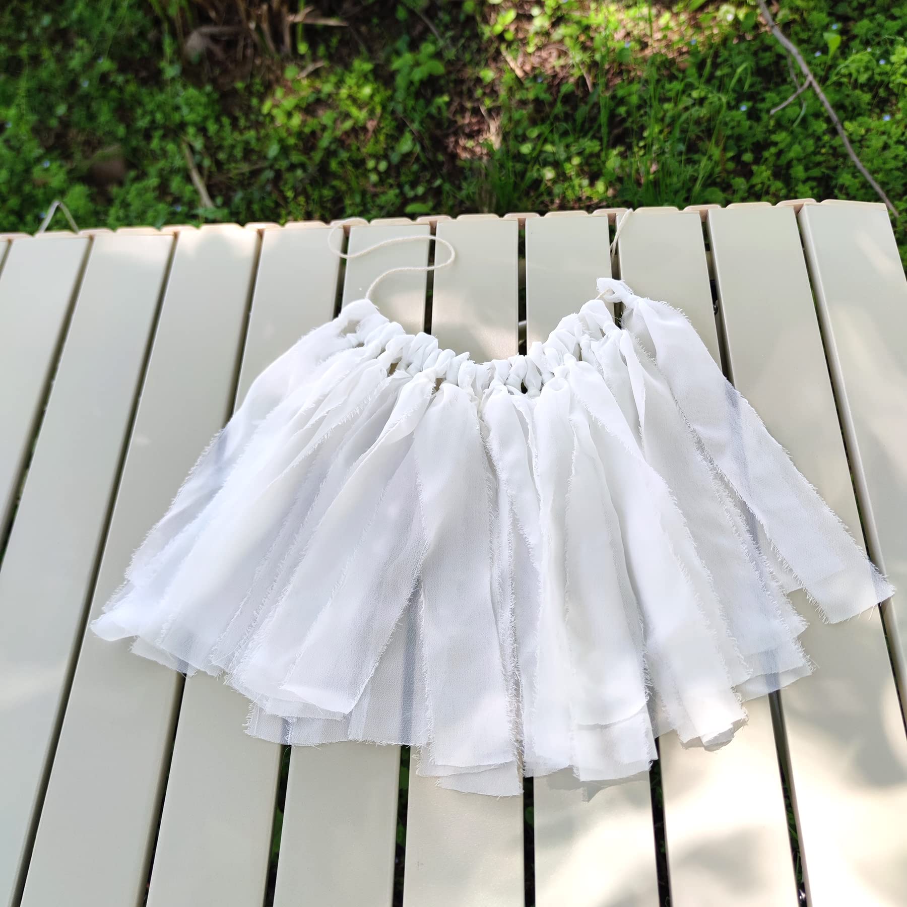 Weiße Chiffon-Quasten-Girlande für Hochzeit, Brautparty, Geburtstag, Party, Hintergrund, hängende Dekoration, Fransenhintergrund, Banner