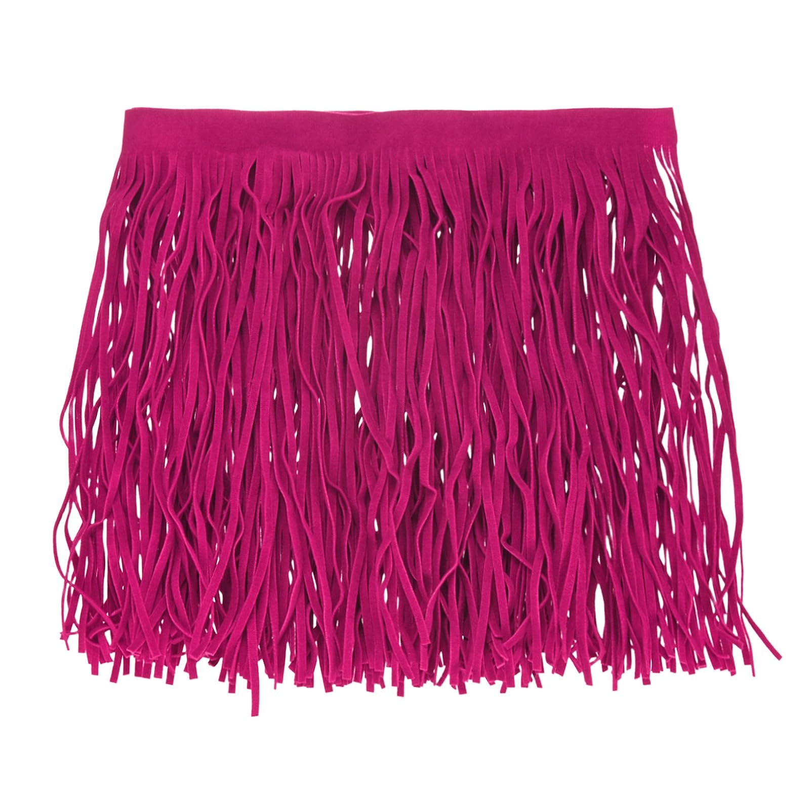 M METERXITY PU Leather Fringe Trim, 1 Yard 7.9 Inch Rose Red Double Side Suede Tassel Sewing Trim for DIY Craft/Sewing Dress Costume/Bags Shoe Decoration, Fringe Tassel