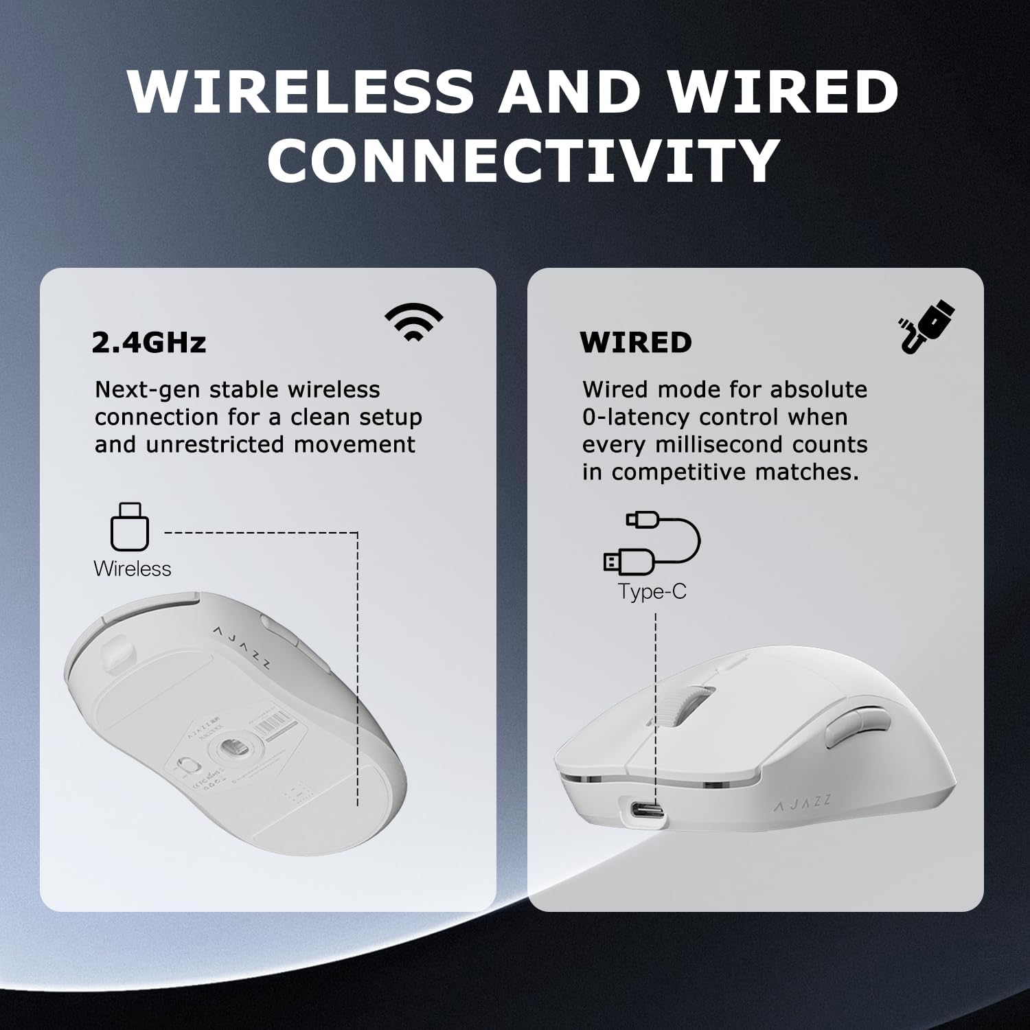 FIRSTBLOOD ONLY GAME. AJ199 Wireless Gaming Mouse, PAW3395 Sensor 26000 DPI, 60g Ultra-Lightweight with Interchangeable Shell, 80M Clicks, 50+ Hours Battery, for FPS/MOBA Gaming (White)