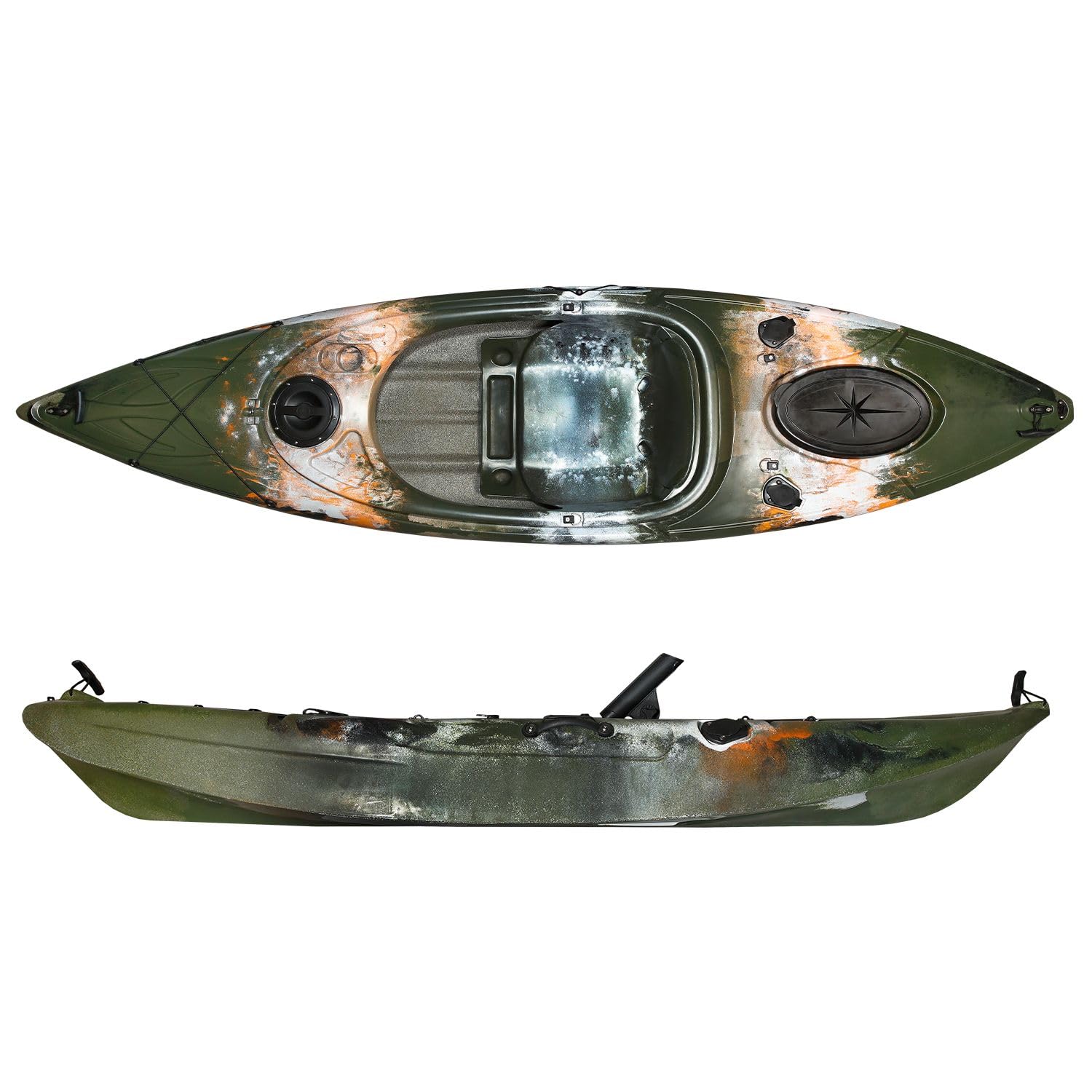 Kajak Sit-in 1er | 278x85 cm Angelkajak Camouflage | Extra Breites & Kippstabiles Wanderkajak | Geschlossenes Cockpit für trockene Beine | Kompakt & Robust