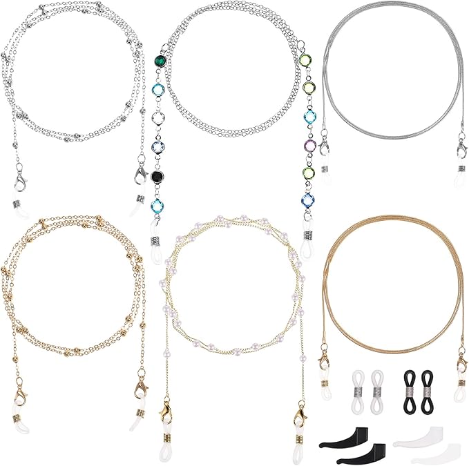 FANTESI 6 Pcs Eyeglass Chains Glasses Chains Eyewear Retainer Beaded