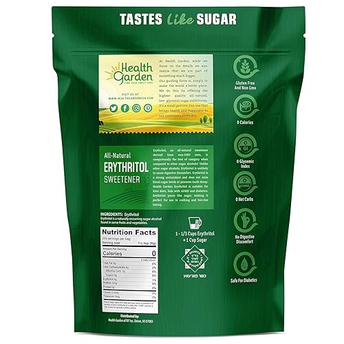 Miniatura 2 de Health Garden Edulcorante de eritritol, sin OMG, sin gluten, sustituto de azúcar, apto para dieta cetogénica, sabe a azúcar (4.75 libras)