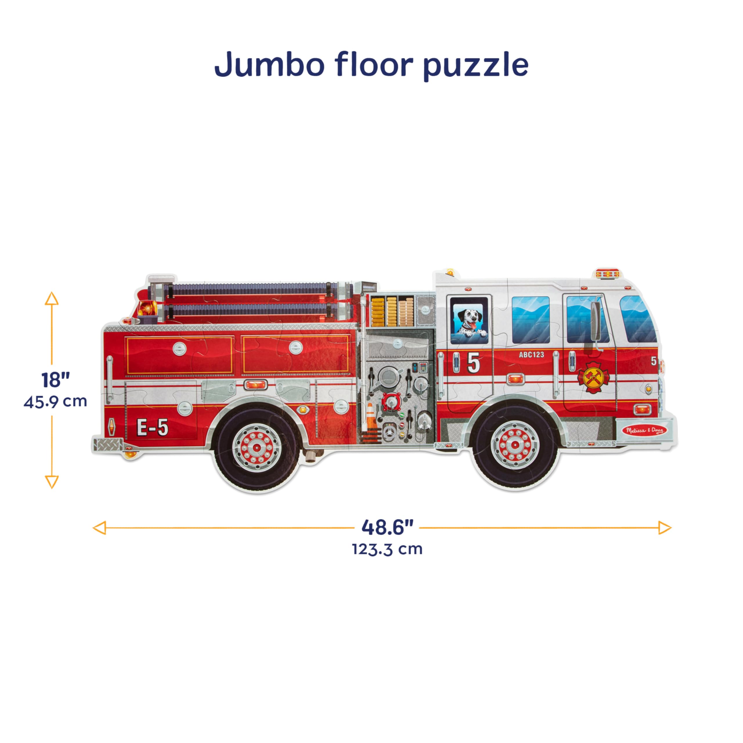 Melissa & Doug Neu! Riesiges Feuerwehrauto Bodenpuzzle 24 Teile