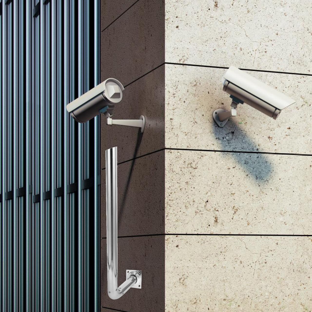 Hemobllo Soporte De Montaje De Poste De Acero Inoxidable para Antena Exterior Soporte De Puente Inalámbrico para Cámaras De Seguridad Instalación Estable En Exteriores 21.3 Pulgadas