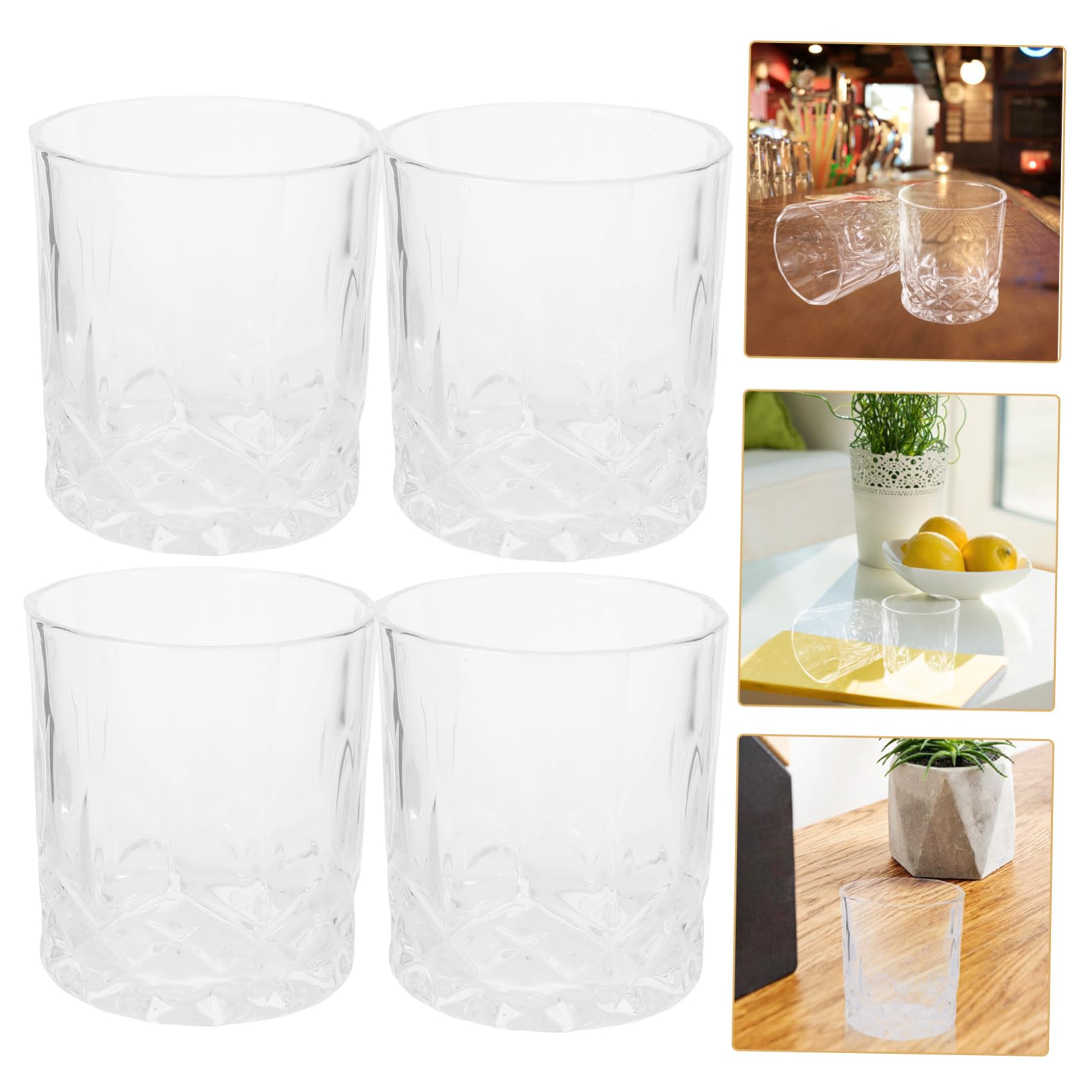 Bicchieri da Whisky 200ml in Vetro Decorati 4 Pezzi per Bar e Aperitivo