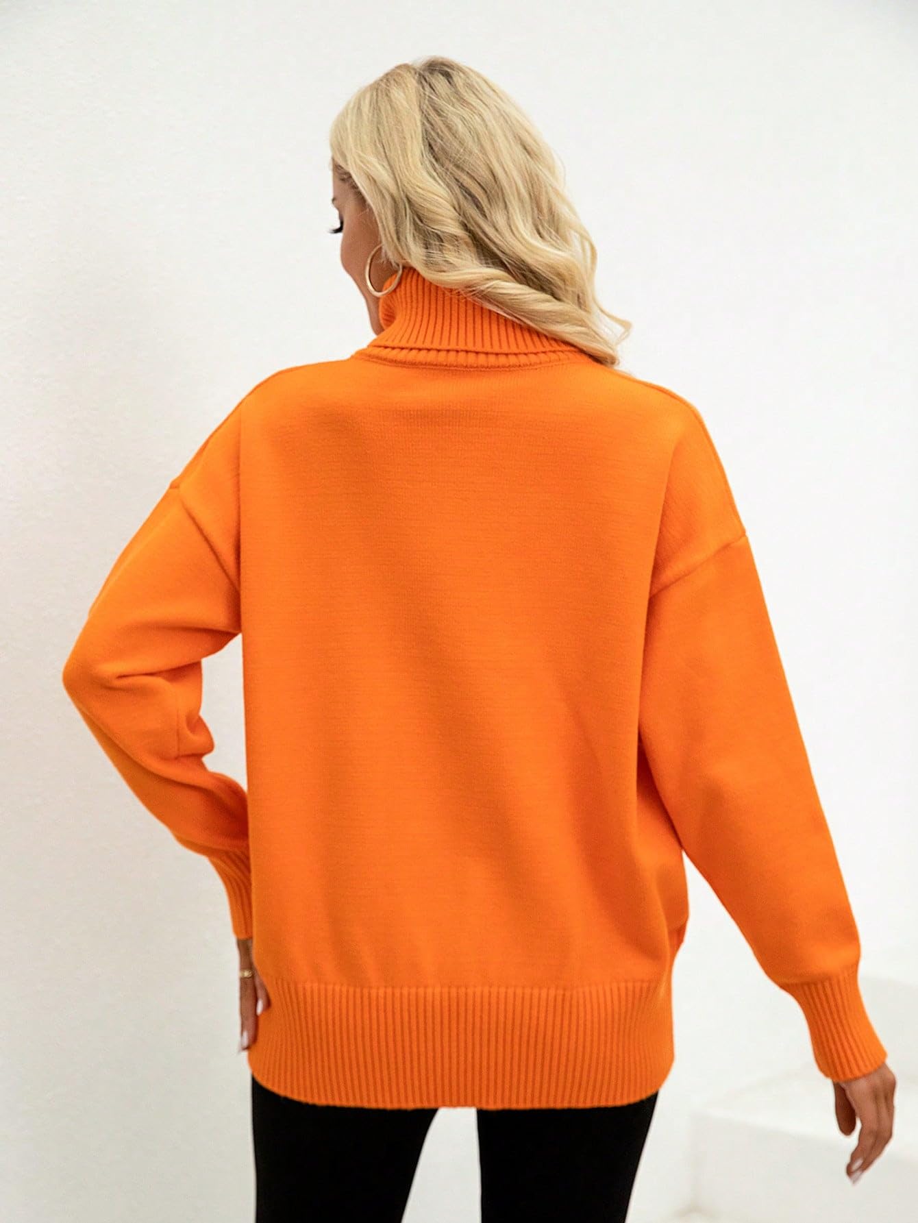 Amazon.com: Turtleneck Drop Shoulder Sweater - Casual Long Sleeve