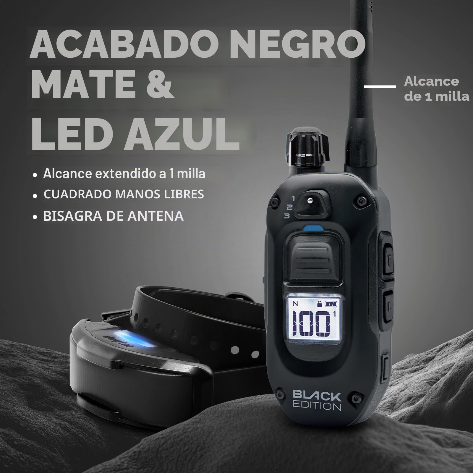Dogtra 1900X Black Edition E-Collar – Rango de 1 Milla, Perros 45 Libras +, IPX9K Impermeable, 100 Niveles de estimulación, vibración, Tono, Recargable, Ideal para dueños de Perros y Entrenadores