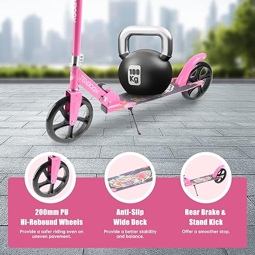 Miniatura 4 de TENBOOM Patinete para mayores de 6 años, niños, adolescentes y adultos. Carga máxima de 200 libras. Ruedas grandes de 8 pulgadas para niños,