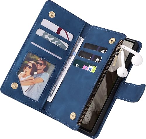 Miniatura 4 de LBYZCASE Funda para Google Pixel 7A 2023 con ranuras para tarjetas bloqueo RFID, funda duradera con función atril con cierre magnético, cierre