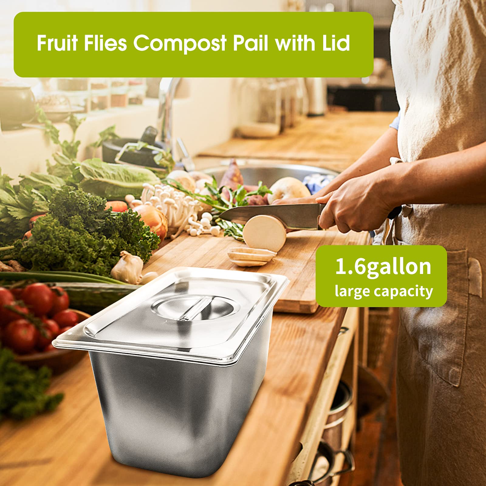 Mingber Kitchen Compost Bin 2pack 100 Rust Proof ,Countertop Compost