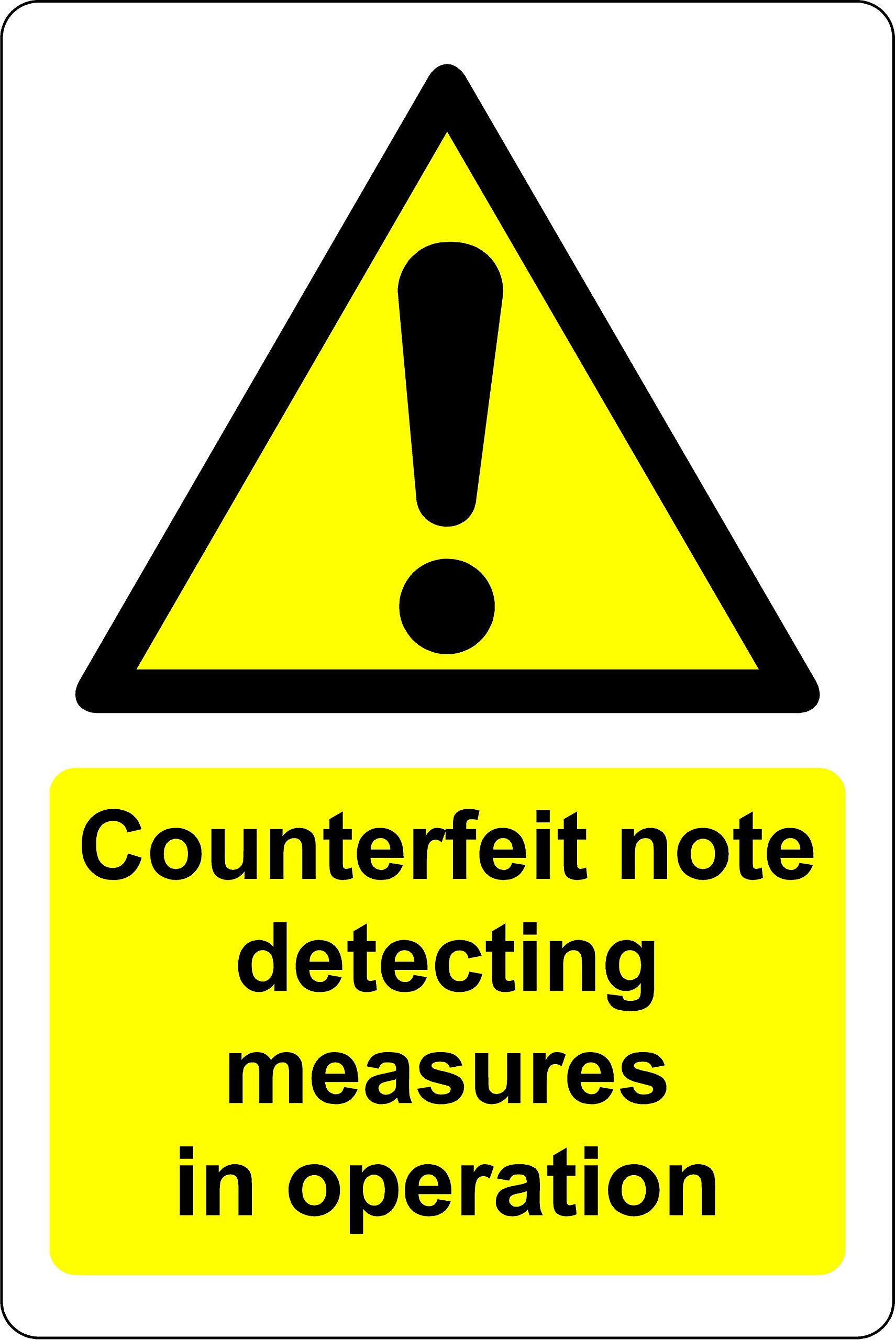 Kpcm Display Ltd Counterfeit Note Detecting Measures In Operation Shop Safety Sign - 1.2Mm Rigid Plastic 200Mm X 150Mm