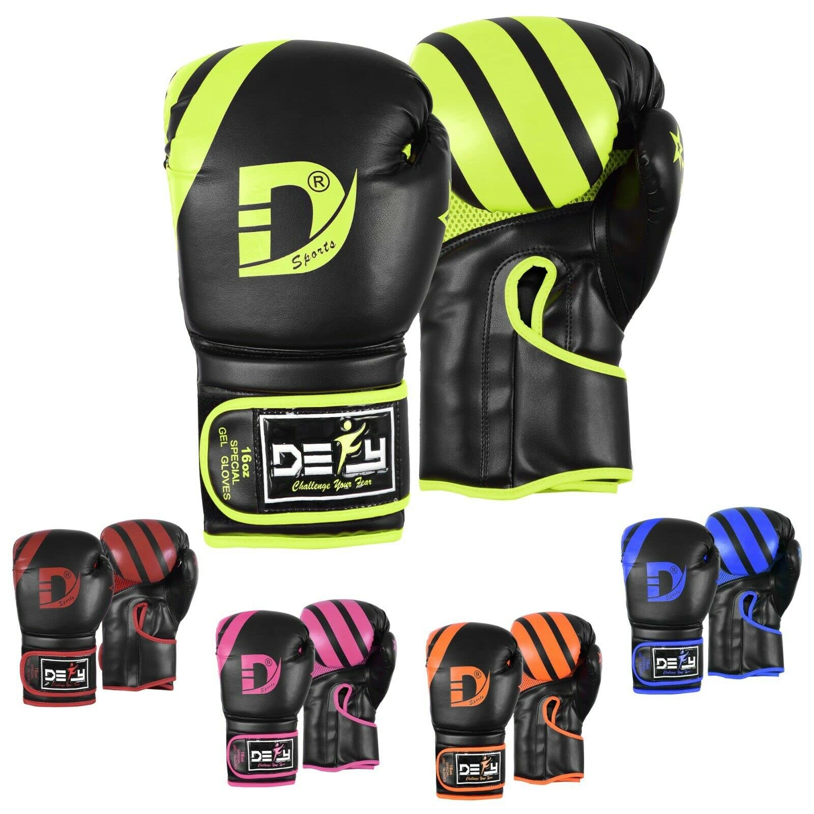 DEFY Marvelous Boxing Gloves for Men & Women Training Muay Thai Kick Boxing Leather Sparring Heavy Bag Workout MMA Gloves